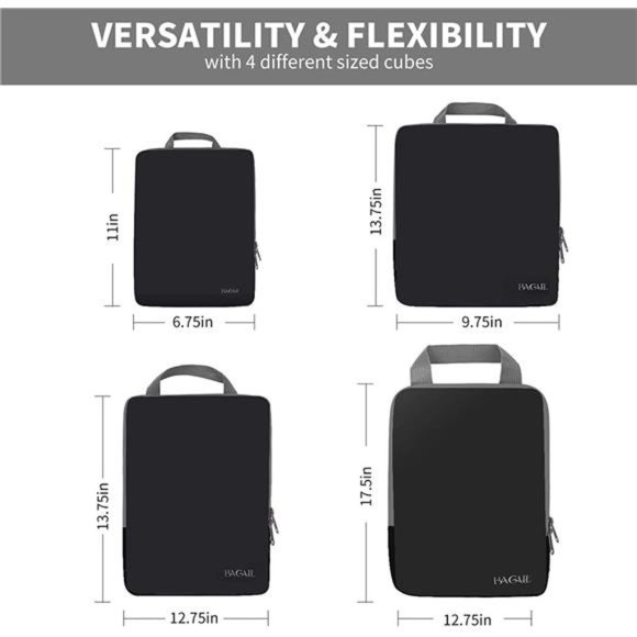 4 Set Compression Packing Cubes Travel Accessories Expandable Packing Organizer - Picture 3 of 6